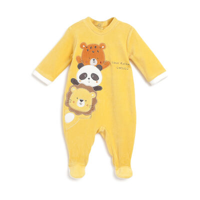 Infants Medium Yellow Applique Nappy Opening Babysuit